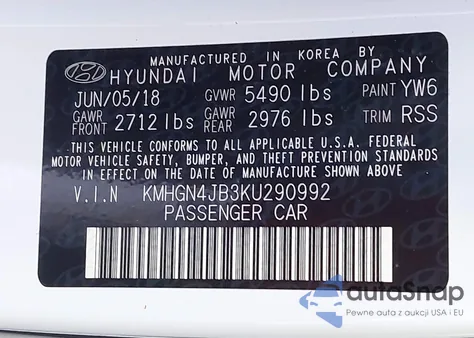 2019 Genesis G80 3.3T Sport из США, поврежденный, VIN KMHGN4JB3KU290992